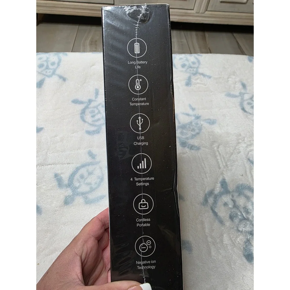 Wireless Hair‎ Straightening Comb F9 Portable Cordless USB Charging Black